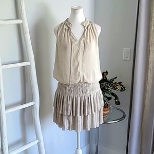 NWT CURRENT AIR PLEATED SMOCKED WAIST SNAKEPRINT DRESS